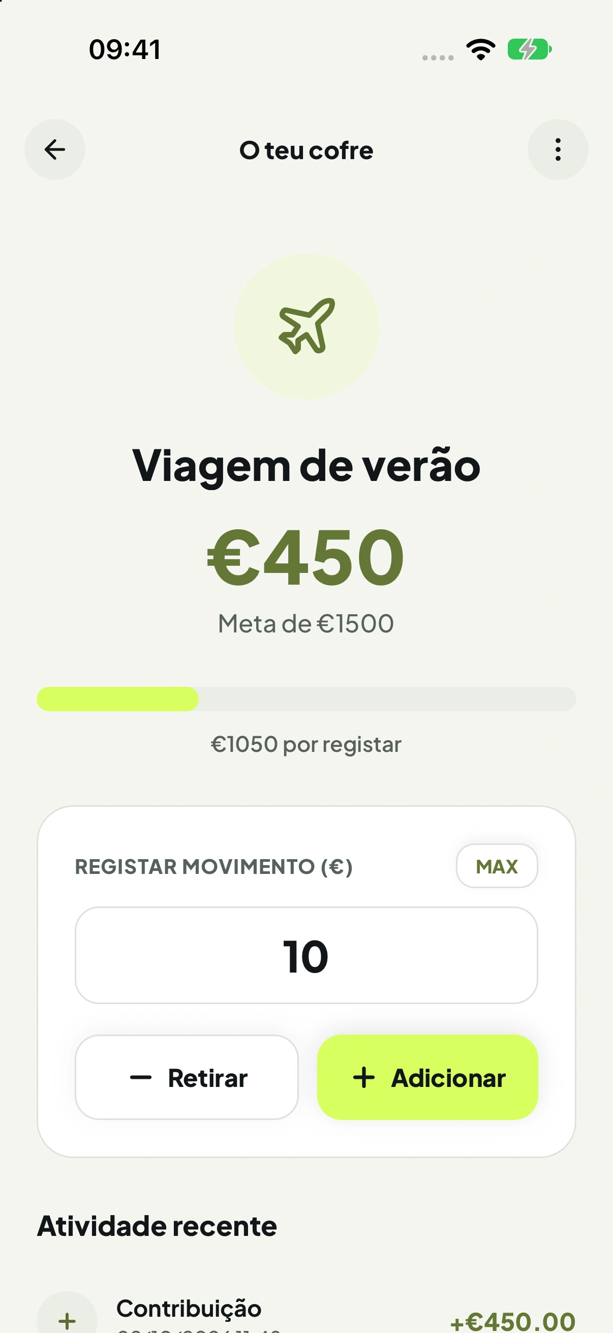 Cofre Viagem de verão na Ravnu com meta e progresso registado